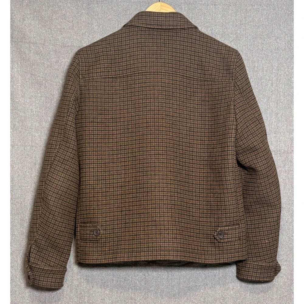 Uniqlo Brown Single Collar Short Houndstooth Blouson Jacket Zip Up Mens Sz XS